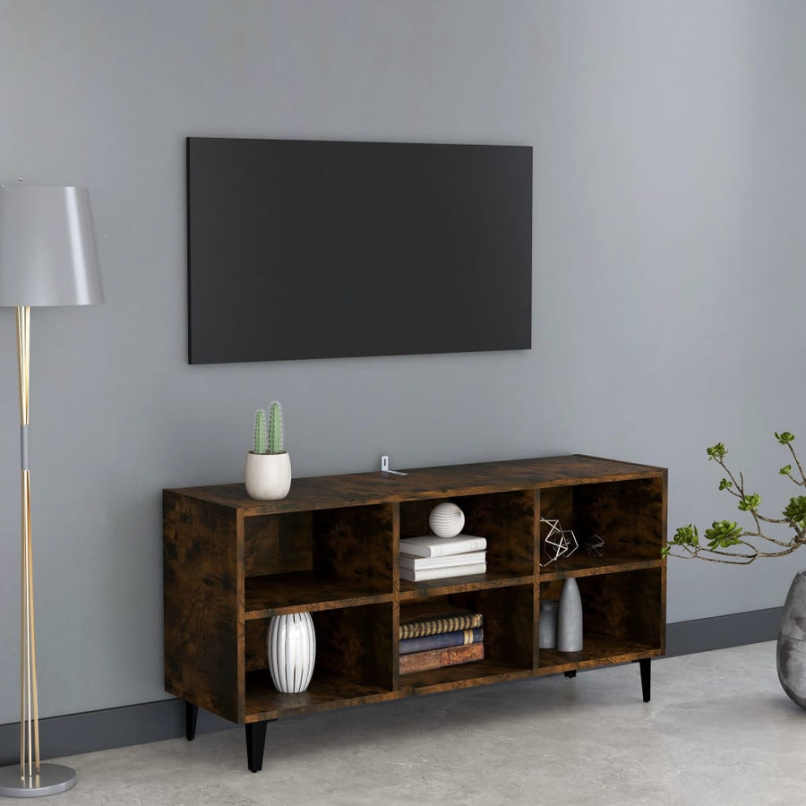 Tv-Meubel Met Metalen Poten 103,5X30X50 Cm Kleurig 103.5 cm Gerookt eiken