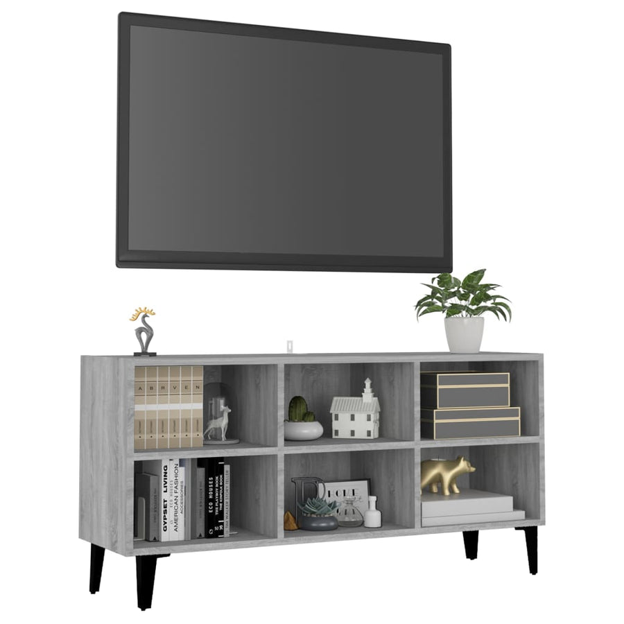Tv-Meubel Met Metalen Poten 103,5X30X50 Cm Grijs Sonoma Eiken 103.5 x 30 x 50 cm