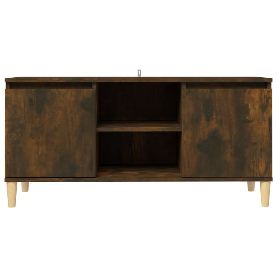Tv-meubel met houten poten 103,5x35x50 cm gerookt eikenkleurig Gerookt eiken