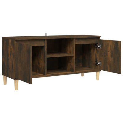Tv-meubel met houten poten 103,5x35x50 cm gerookt eikenkleurig Gerookt eiken