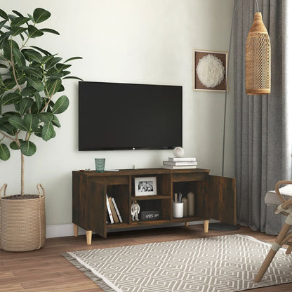 Tv-meubel met houten poten 103,5x35x50 cm gerookt eikenkleurig Gerookt eiken