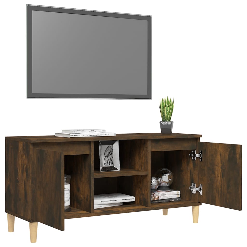 Tv-meubel met houten poten 103,5x35x50 cm gerookt eikenkleurig Gerookt eiken