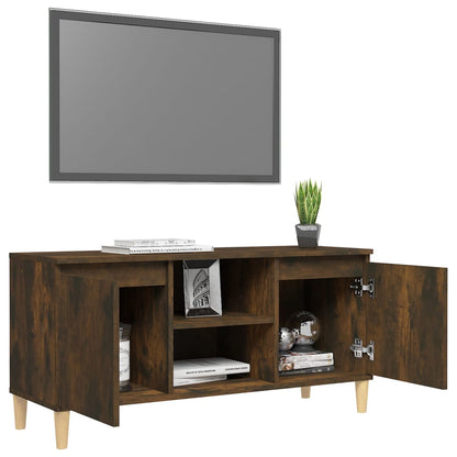 Tv-meubel met houten poten 103,5x35x50 cm gerookt eikenkleurig Gerookt eiken