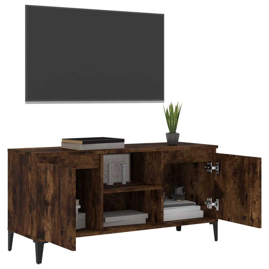 Tv-Meubel Met Metalen Poten 103,5X35X50 Cm Kleurig Gerookt eiken