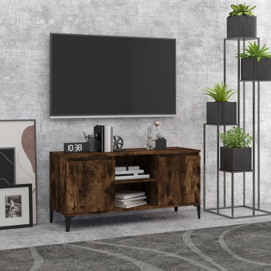 Tv-Meubel Met Metalen Poten 103,5X35X50 Cm Kleurig Gerookt eiken