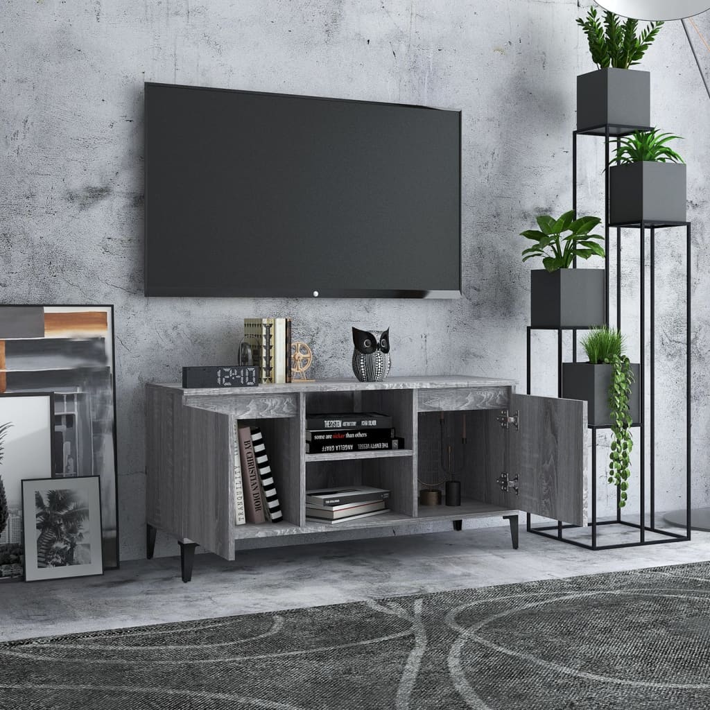 Tv-meubel met metalen poten 103,5x35x50 cm grijs sonoma eiken Grijs sonoma