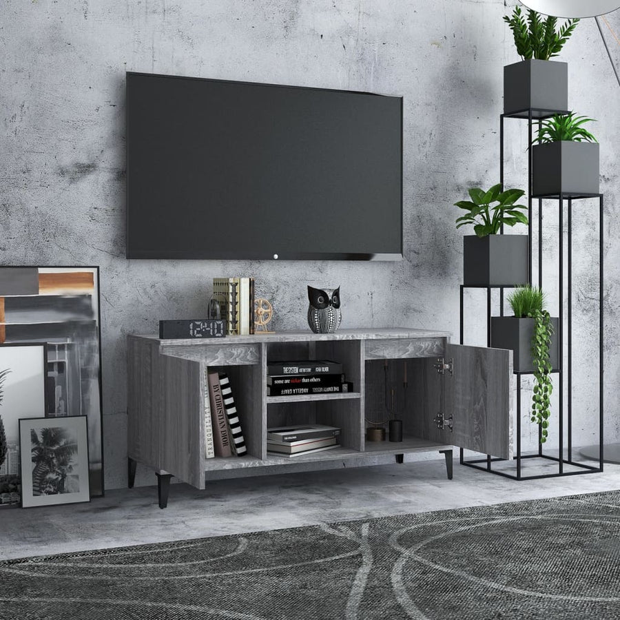 Tv-meubel met metalen poten 103,5x35x50 cm grijs sonoma eiken Grijs sonoma