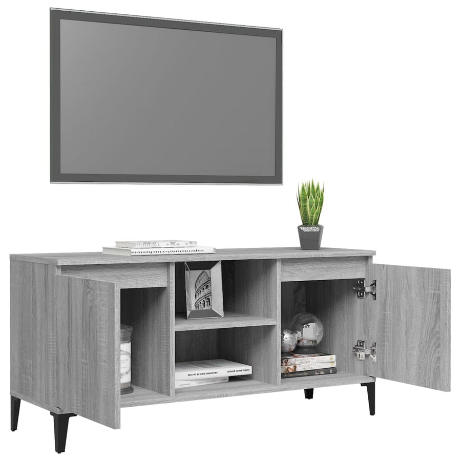 Tv-meubel met metalen poten 103,5x35x50 cm grijs sonoma eiken Grijs sonoma