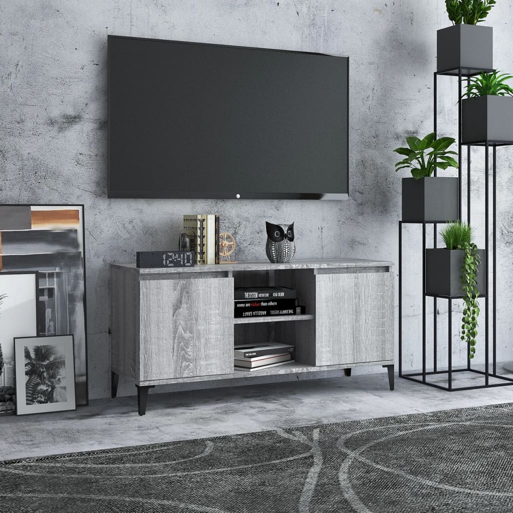Tv-meubel met metalen poten 103,5x35x50 cm grijs sonoma eiken Grijs sonoma