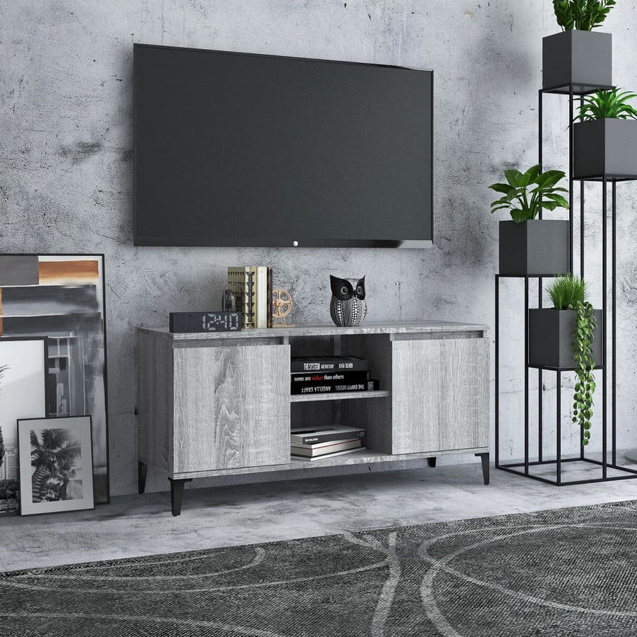 Tv-meubel met metalen poten 103,5x35x50 cm grijs sonoma eiken Grijs sonoma