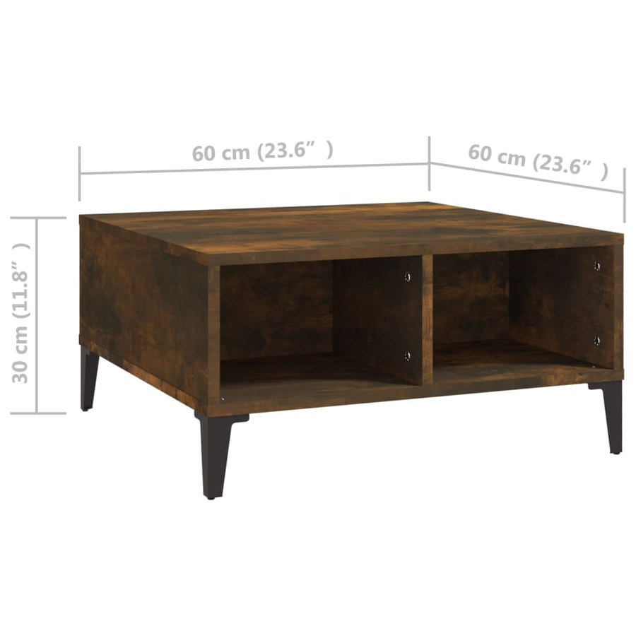 Salontafel 60X60X30 Cm Spaanplaat Gerookt Eikenkleurig 1
