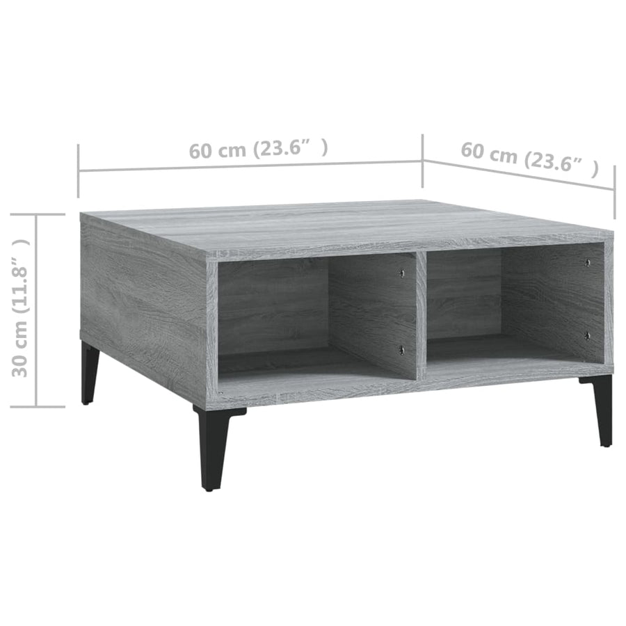 Salontafel 60X60X30 Cm Spaanplaat Eikenkleurig Grijs sonoma