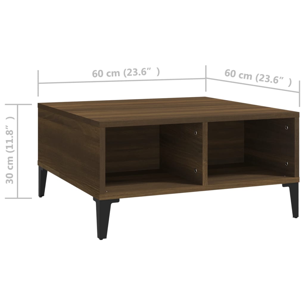 Salontafel 60x60x30 cm spaanplaat bruineikenkleurig bruin eikenkleur