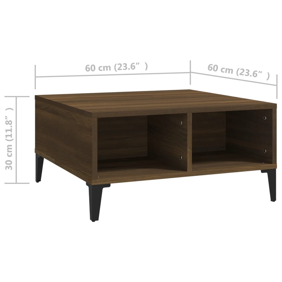 Salontafel 60x60x30 cm spaanplaat bruineikenkleurig bruin eikenkleur