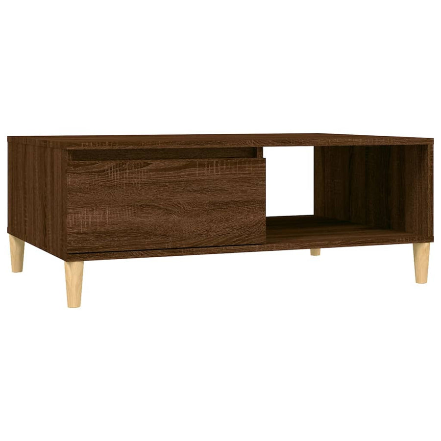 Salontafel 90x60x35 cm bewerkt hout bruin eikenkleur bruin eikenkleur
