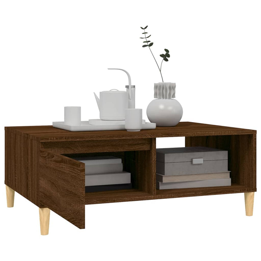 Salontafel 90x60x35 cm bewerkt hout bruin eikenkleur bruin eikenkleur
