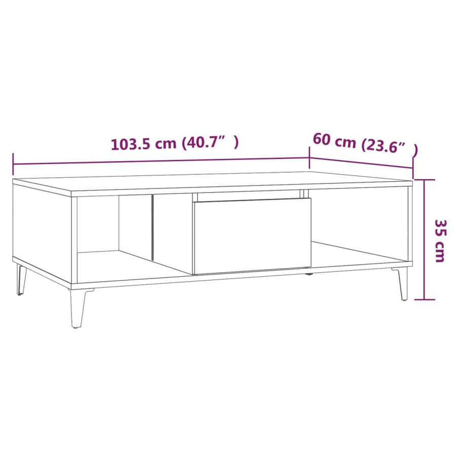 Salontafel 03,5X60X35 Cm Spaanplaat Kleurig Gerookt eiken