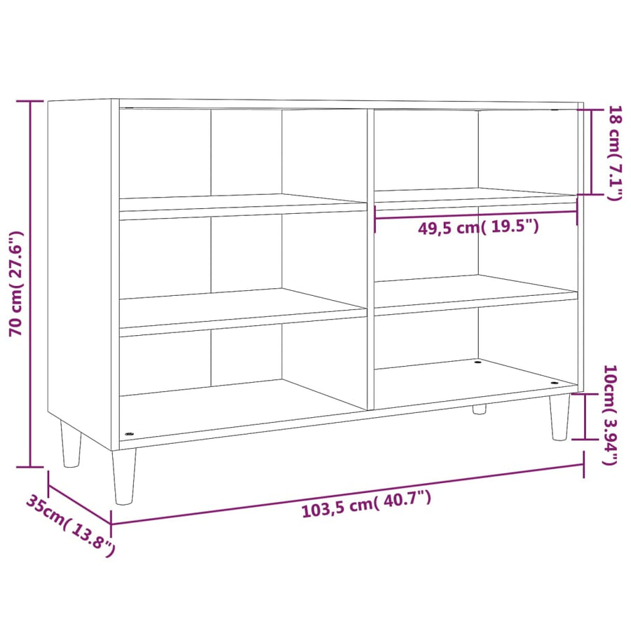 Dressoir 103,5X35X70 Cm Bewerkt Hout Grijs Sonoma Eikenkleurig