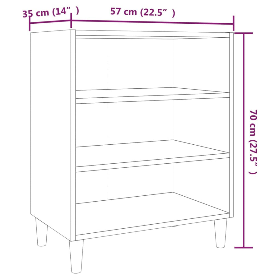 Dressoir 57x35x70 cm bewerkt hout grijs sonoma eikenkleurig