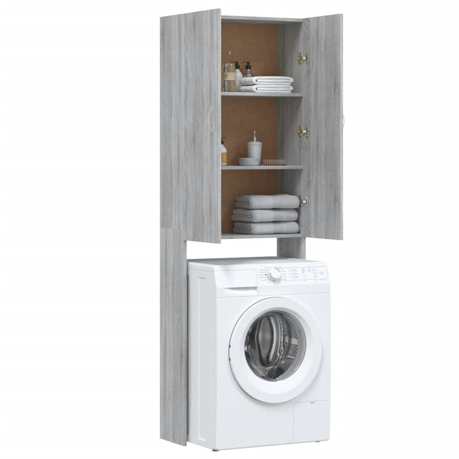 Wasmachinekast 64x25,5x190 cm grijs sonoma eikenkleurig