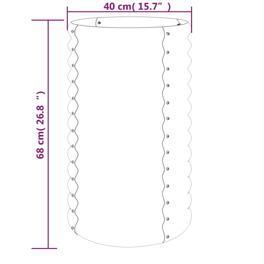 Plantenbak 40X40X68 Cm Gepoedercoat Staal Bruin