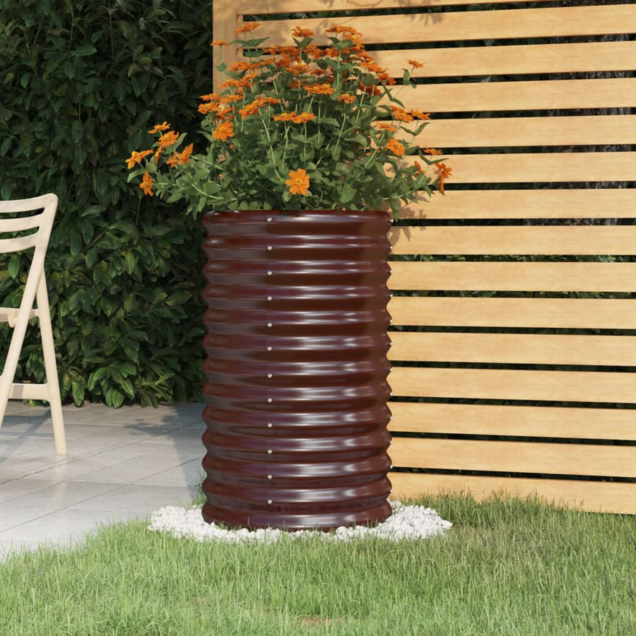 Plantenbak 40X40X68 Cm Gepoedercoat Staal Bruin