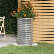 Planter 40x40x68 cm galvanized steel silver-colored