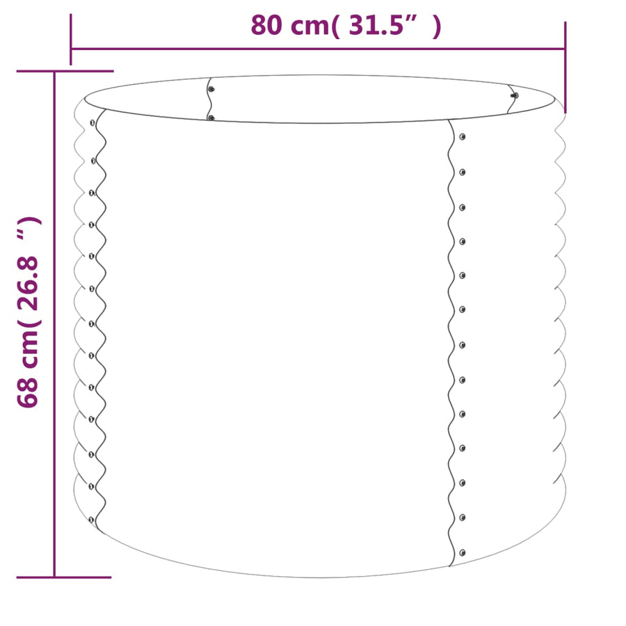 Plantenbak 80X80X68 Cm Gepoedercoat Staal Bruin