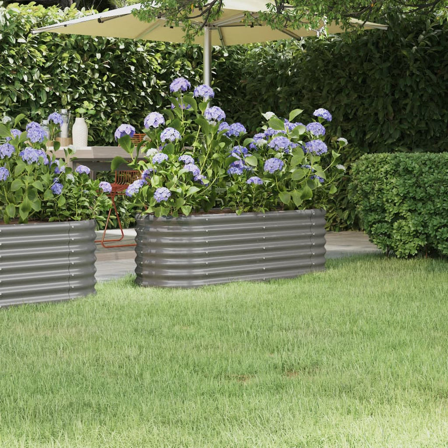 Plantenbak 332X40X36 Cm Gepoedercoat Staal Antracietkleurig