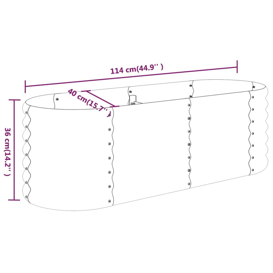 Plantenbak 114X40X36 Cm Gepoedercoat Staal Antracietkleurig 114 x 40 x 36 cm