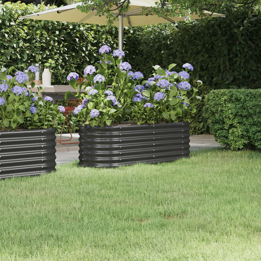 Plantenbak 332X40X36 Cm Gepoedercoat Staal Antracietkleurig