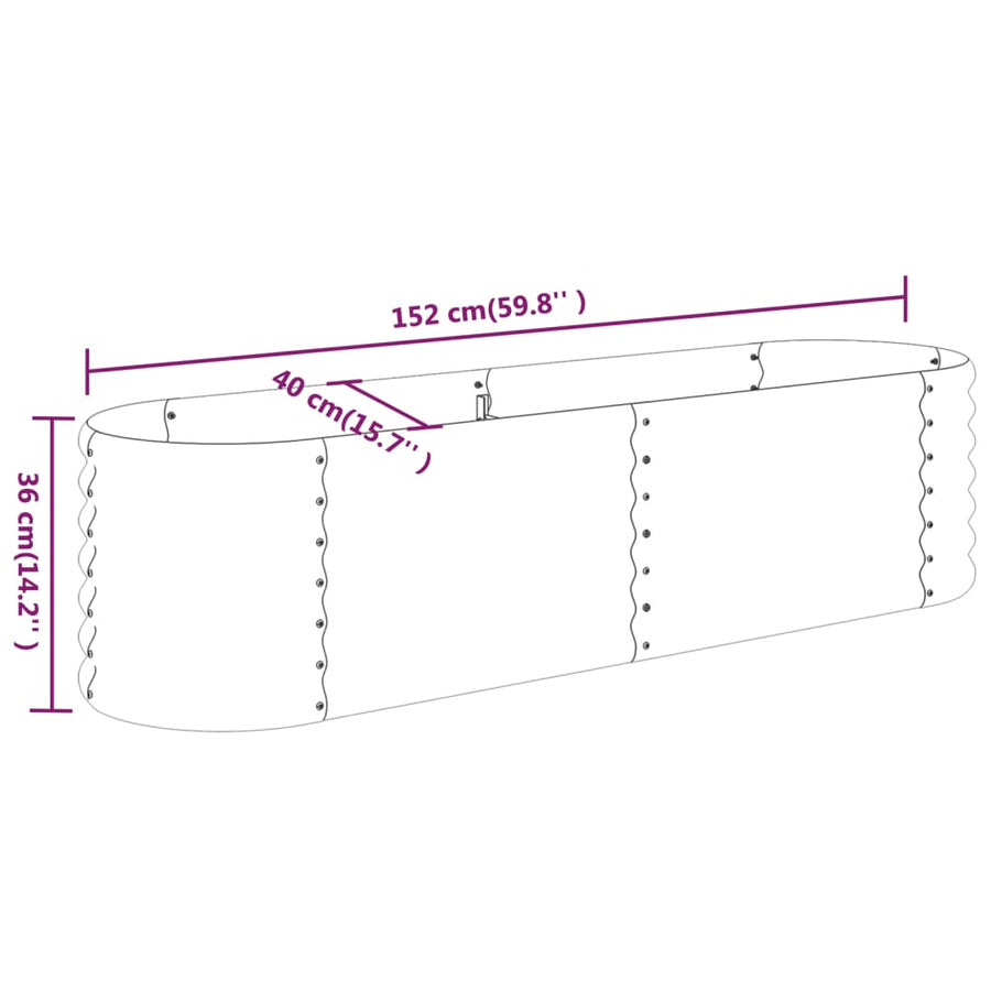 Plantenbak 152x40x36 cm gepoedercoat staal grijs