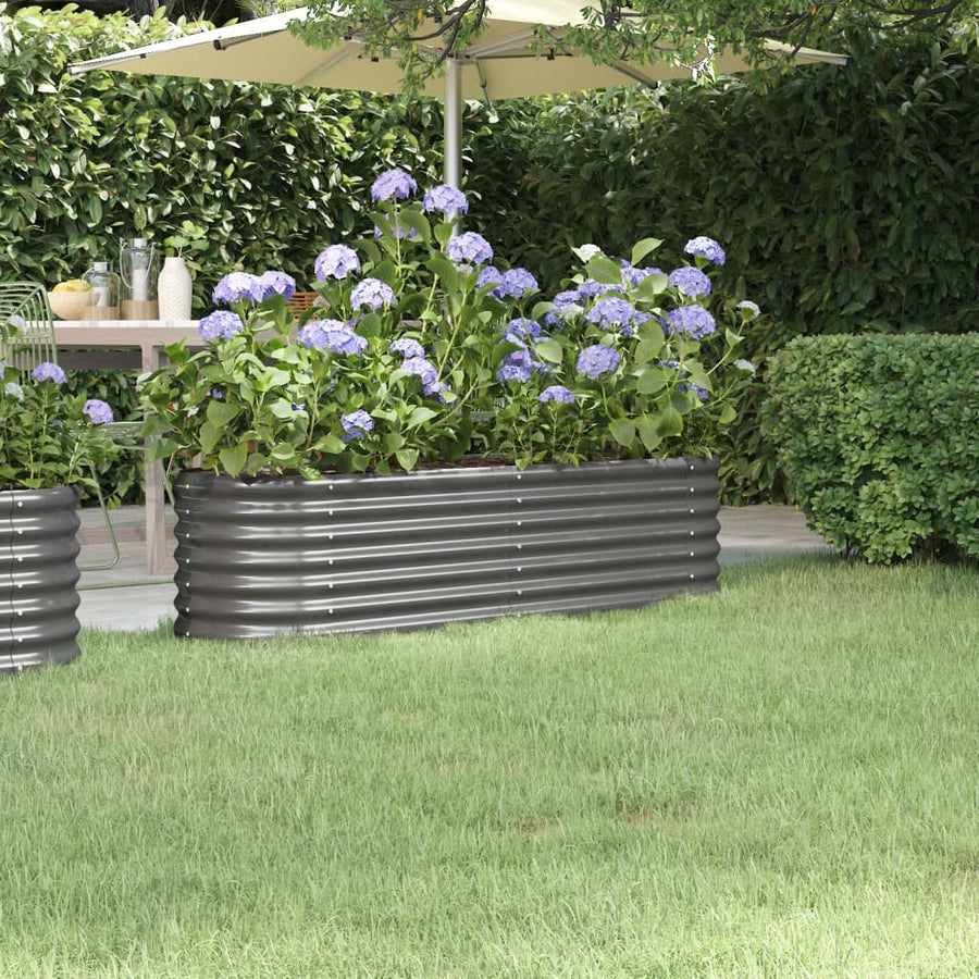 Plantenbak 332X40X36 Cm Gepoedercoat Staal Antracietkleurig