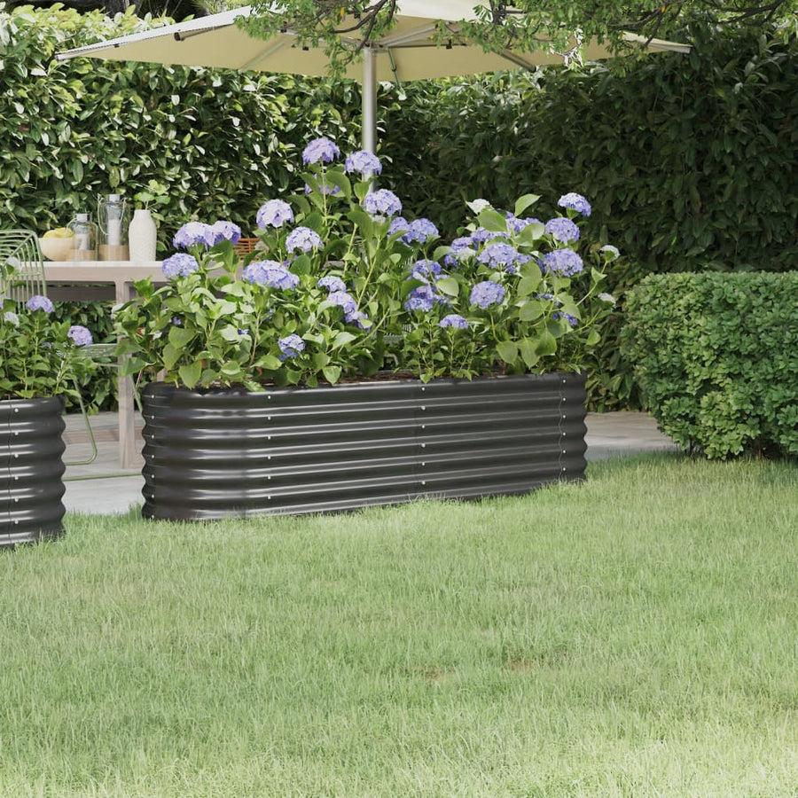 Plantenbak 332X40X36 Cm Gepoedercoat Staal Antracietkleurig