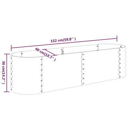 Plantenbak 152X40X36 Cm Gepoedercoat Staal Zilverkleurig 152 x 40 x 36 cm
