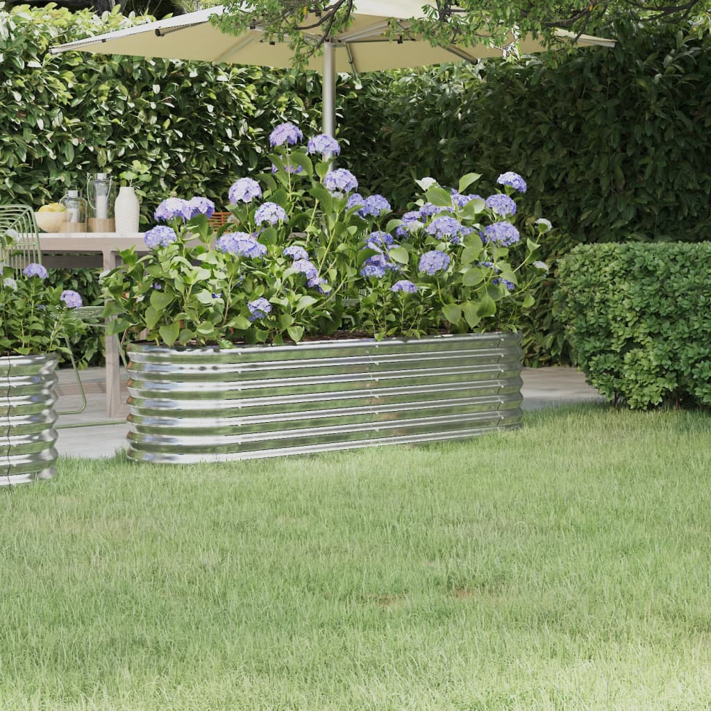 Plantenbak 152X40X36 Cm Gepoedercoat Staal Zilverkleurig 152 x 40 x 36 cm