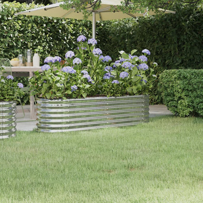 Plantenbak 152X40X36 Cm Gepoedercoat Staal Zilverkleurig 152 x 40 x 36 cm