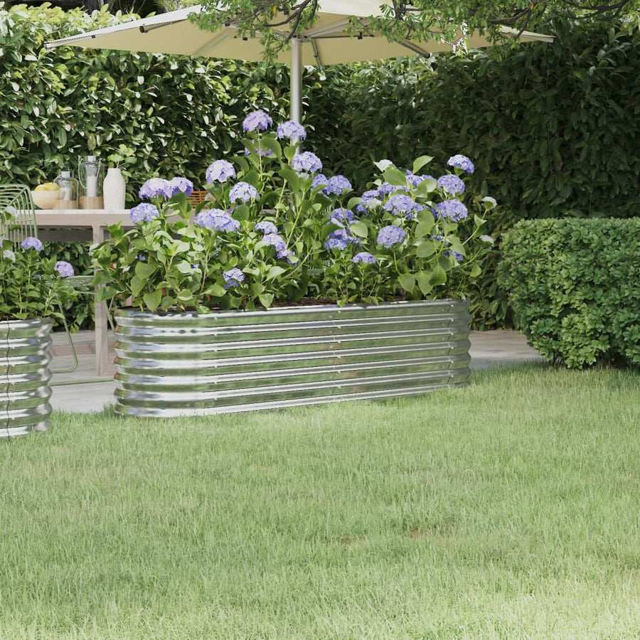 Plantenbak 152X40X36 Cm Gepoedercoat Staal Zilverkleurig 152 x 40 x 36 cm