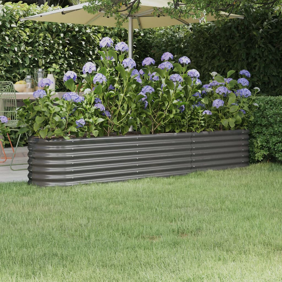 Plantenbak 332X40X36 Cm Gepoedercoat Staal Antracietkleurig
