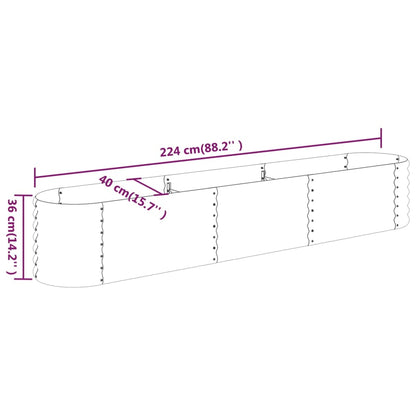 Plantenbak 224X40X36 Cm Gepoedercoat Staal Bruin 224 x 40 x 36 cm