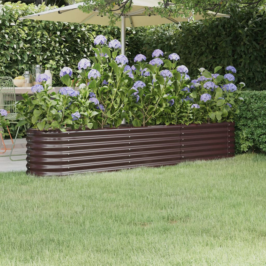 Plantenbak 224X40X36 Cm Gepoedercoat Staal Bruin 224 x 40 x 36 cm