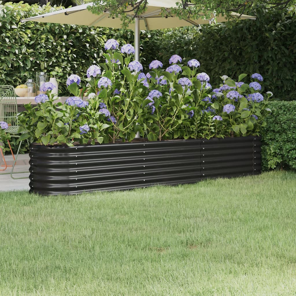 Plantenbak 332X40X36 Cm Gepoedercoat Staal Antracietkleurig