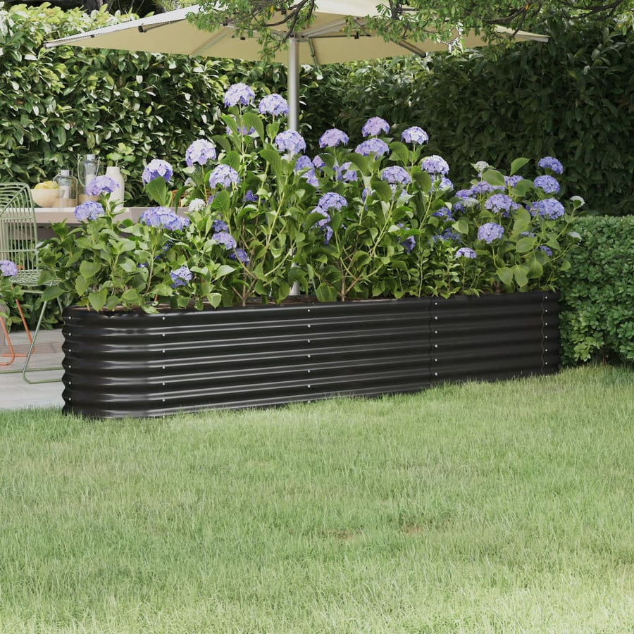 Plantenbak 332X40X36 Cm Gepoedercoat Staal Antracietkleurig