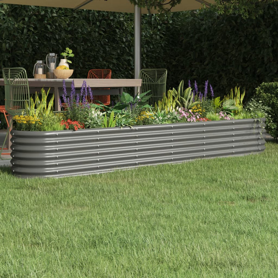 Plantenbak 332X40X36 Cm Gepoedercoat Staal Antracietkleurig