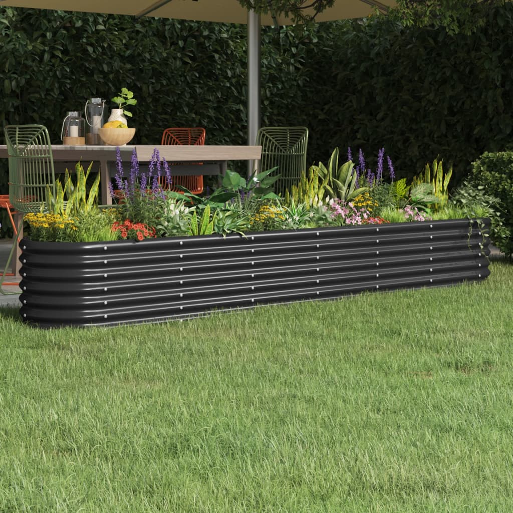 Plantenbak 332X40X36 Cm Gepoedercoat Staal Antracietkleurig