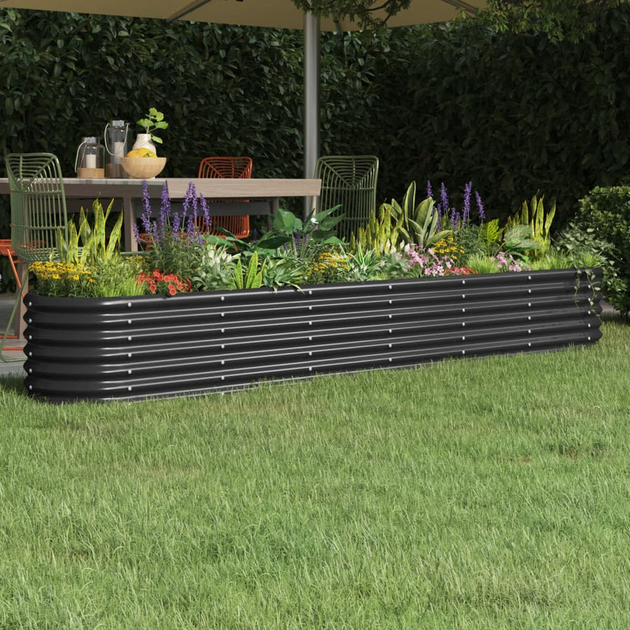 Plantenbak 332X40X36 Cm Gepoedercoat Staal Antracietkleurig