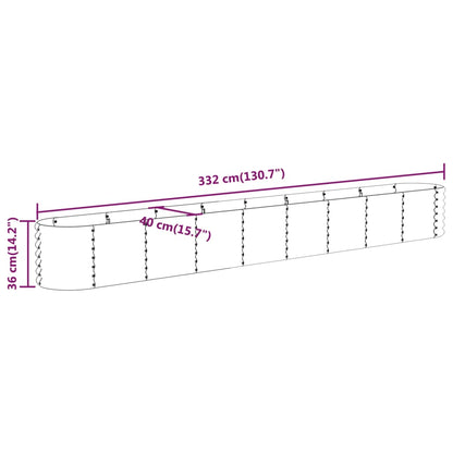 Plantenbak 332X40X36 Cm Gepoedercoat Staal Groen 332 x 40 x 36 cm