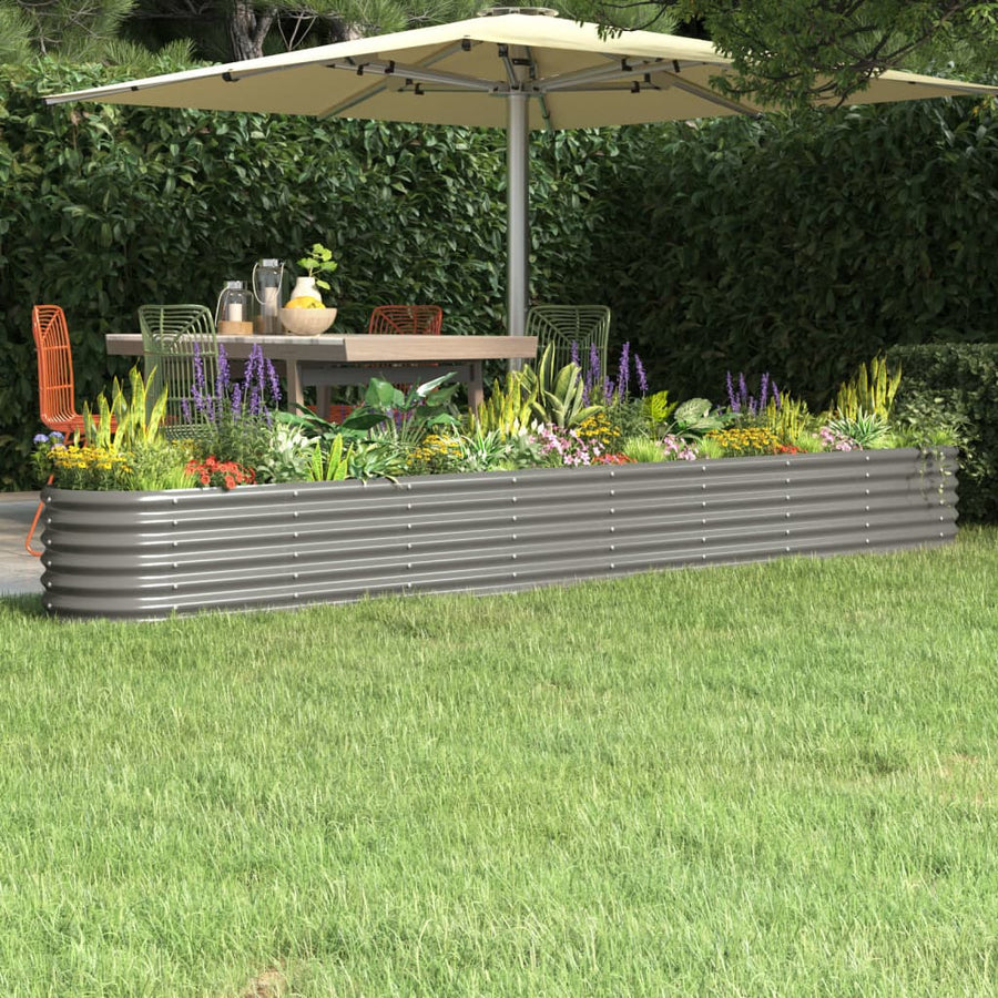 Plantenbak 332X40X36 Cm Gepoedercoat Staal Antracietkleurig