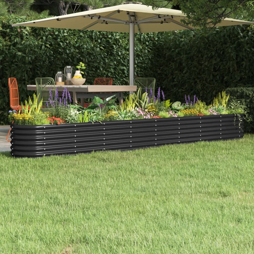 Plantenbak 332X40X36 Cm Gepoedercoat Staal Antracietkleurig 332 x 40 x 36 cm