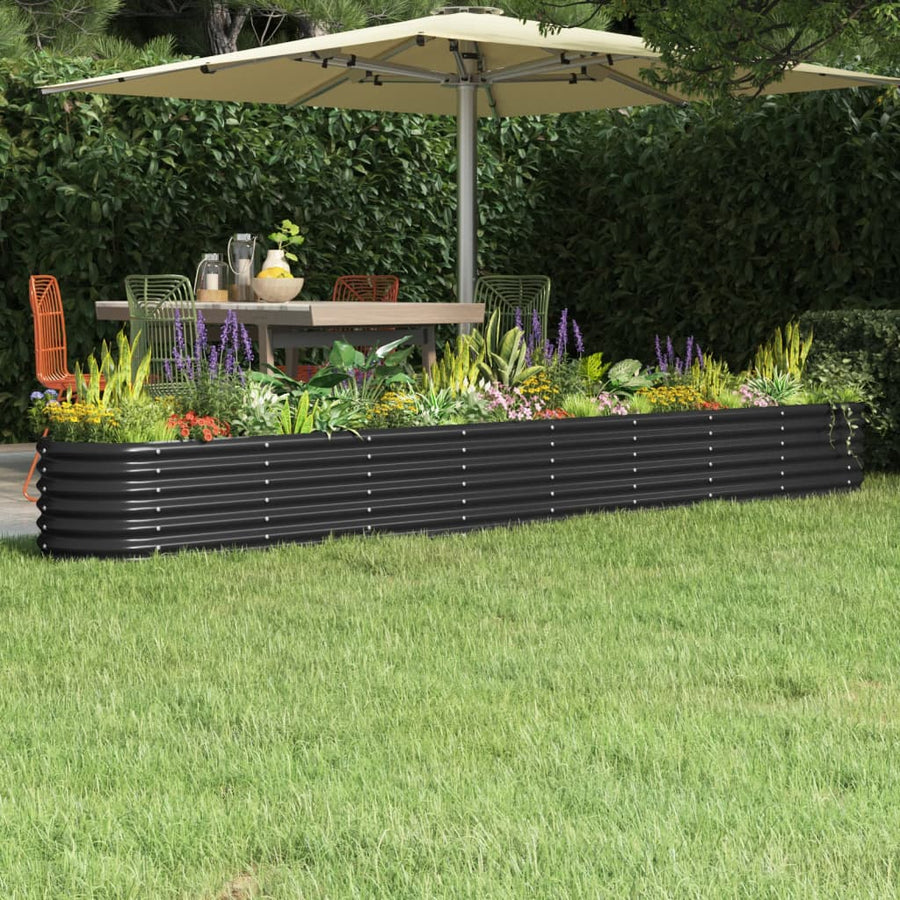 Plantenbak 332X40X36 Cm Gepoedercoat Staal Antracietkleurig 332 x 40 x 36 cm